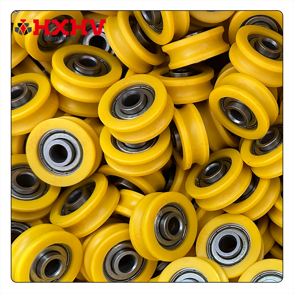 HXHV Customized Size U Groove Yellow Rubber Coated Bearing 608zz (4)