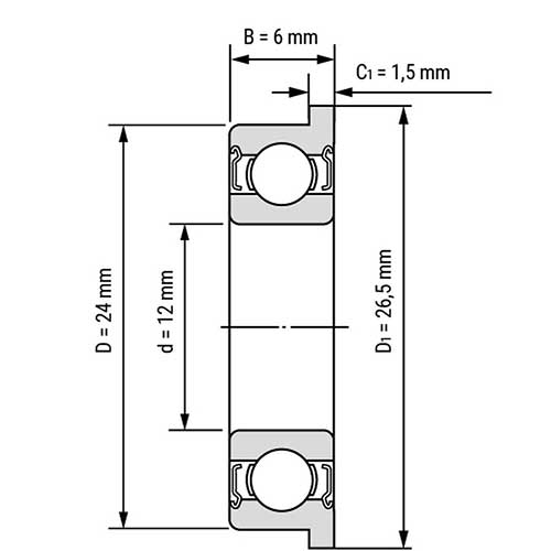 HXHV Umupira wuzuye F6901zz ufite ubunini bwa mm 12x24x6