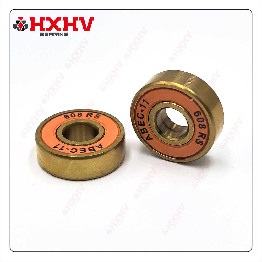 HXHV Golden Deep Groove Ball Bearing 608 2RS with Orange Rubber Seal (2)