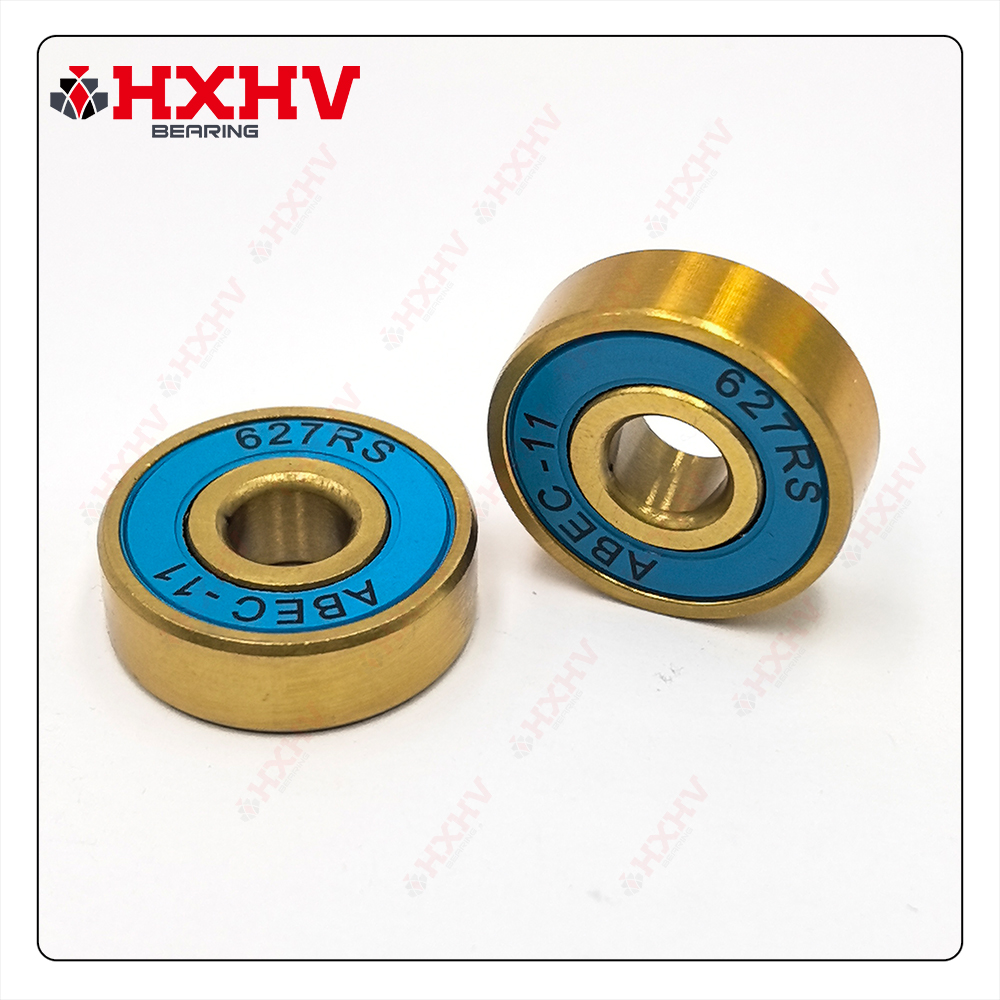 HXHV Golden Deep Groove Ball Bearing 627 2RS with Blue Rubber Seal (1)