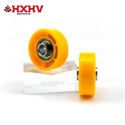 कन्वेयर के लिए HXHV फ्लैट प्रकार पीला पोम प्लास्टिक रोलर व्हील